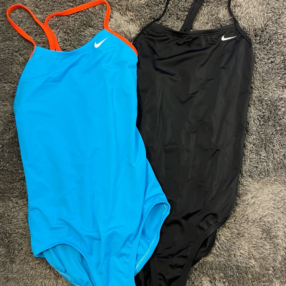 Nike Girls Sz L Blue and Black  Swimsuit Bundle